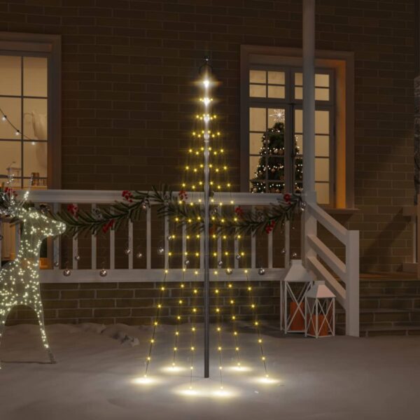 LED Christmas Tree for Flagpole  Warm White Lights  180cm Height  Easy Install  Compact Design