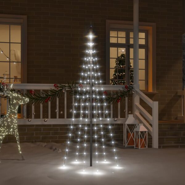 LED Christmas Tree for Flagpole  Cold White Lights  180cm  Easy Install  8 Lighting Effects