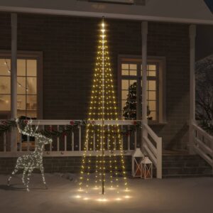 LED Christmas Tree for Flagpole  Warm White Lights  300cm Height  Easy Install  8 Lighting Effects