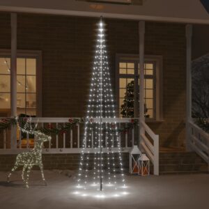 LED Christmas Tree for Flagpole  Cold White Lights  310 LEDs  300 cm Height  Easy Install