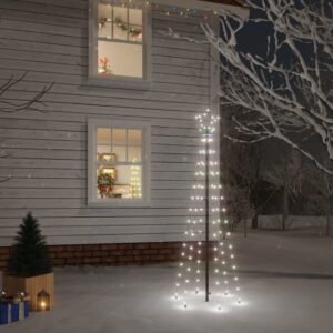 LED Christmas Tree with Spike  Cold White Lights  180 cm Height  Energy Efficient  8 Lighting Effects