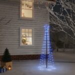 LED Christmas Tree with Spike  Blue Lights  180 cm Height  Energy Efficient  8 Lighting Effects