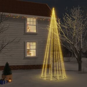 LED Christmas Cone Tree  Warm White  732 Lights  160x500 cm  8 Lighting Effects  Indoor/Outdoor Use