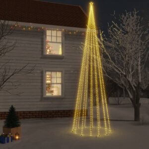 LED Christmas Tree with Spike  Warm White Lights  800 cm Tall  8 Lighting Effects  Compact Design