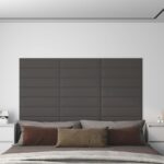 Wall Panels 12 pcs Dark Grey 60x15 cm Fabric 1.08 m²