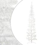 Artificial Slim Half Christmas Tree with Stand  White  240 cm  PVC Material  Space-Saving  Lifelike  Economical Holiday Decor