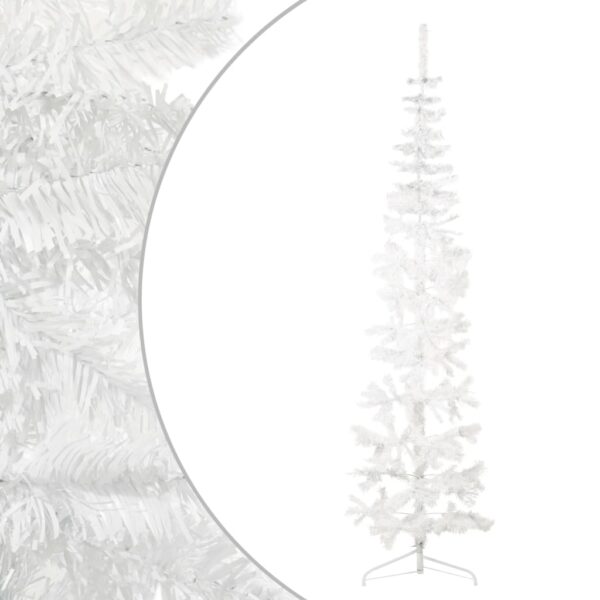 Artificial Slim Half Christmas Tree with Stand  White  240 cm  PVC Material  Space-Saving  Lifelike  Economical Holiday Decor