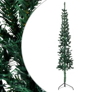 Artificial Half Christmas Tree with Stand  Slim Green Design  Lifelike PVC Material  Space-Saving  Economical Holiday Decor  120 cm Height