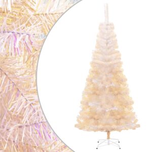 Artificial Christmas Tree with Iridescent Tips  White PVC  Steel Stand  Height 180 cm