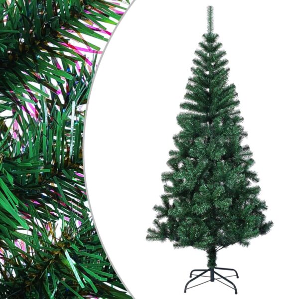 Artificial Christmas Tree with Iridescent Tips Green PVC Steel Stand Bushy Durable