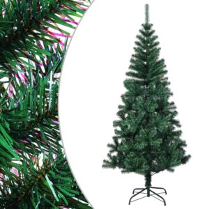 Artificial Christmas Tree with Iridescent Tips  Green  PVC Material  Sturdy Steel Stand  240 cm Height