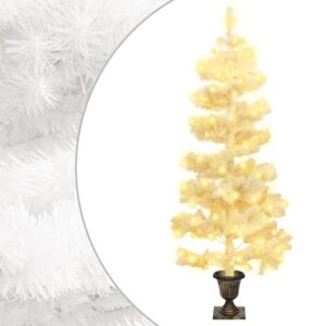 Swirl Pre-lit Christmas Tree with Pot  White PVC  120 cm  Warm White LED Lights  8 Lighting Effects