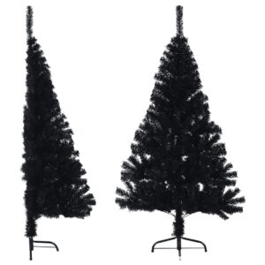 Artificial Half Christmas Tree with Sturdy Steel Stand  Black  120 cm PVC  Bushy and Realistic