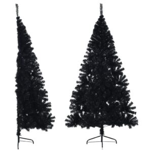 Artificial Half Christmas Tree with Sturdy Steel Stand  Black  180 cm PVC  Bushy and Realistic Look