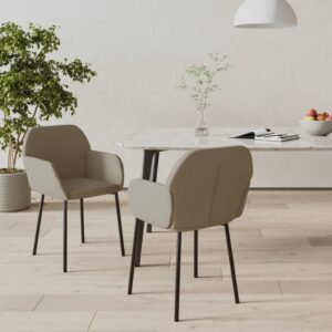 Set of 2 Elegant Light Grey Velvet Dining Chairs with Sturdy Metal Frame and Comfortable Foam Padding