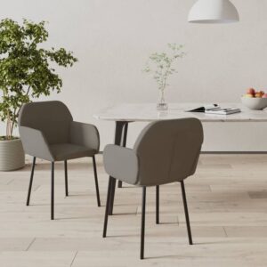 Set of 2 Elegant Dark Grey Velvet Dining Chairs with Sturdy Metal Frame and Comfortable Foam Padding