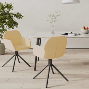 Swivel Dining Chairs 2 pcs Cream Velvet