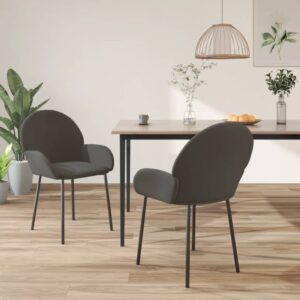 Elegant Dark Grey Velvet Dining Chairs Set of Two  Comfortable and Sturdy with Ergonomic Design