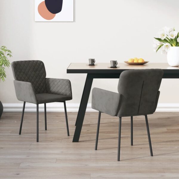 Dining Chairs 2 pcs Dark Grey Velvet