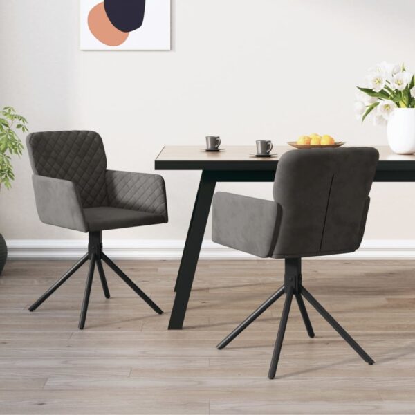 Swivel Dining Chairs 2 pcs Dark Grey Velvet