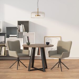 Set of Two Light Grey Velvet Swivel Dining Chairs with Ergonomic Design and Sturdy Frame