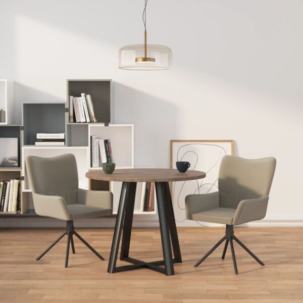 Set of Two Light Grey Velvet Swivel Dining Chairs with Ergonomic Design and Sturdy Frame