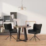 Swivel Dining Chairs 2 pcs Black Velvet