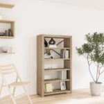 Solid Wood Acacia Bookcase Rustic Charm Durable Brushed Finish Ample Storage