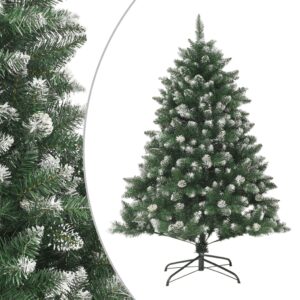 Green White Snow Flocked Artificial Christmas Tree with Stand PVC Holiday Decor