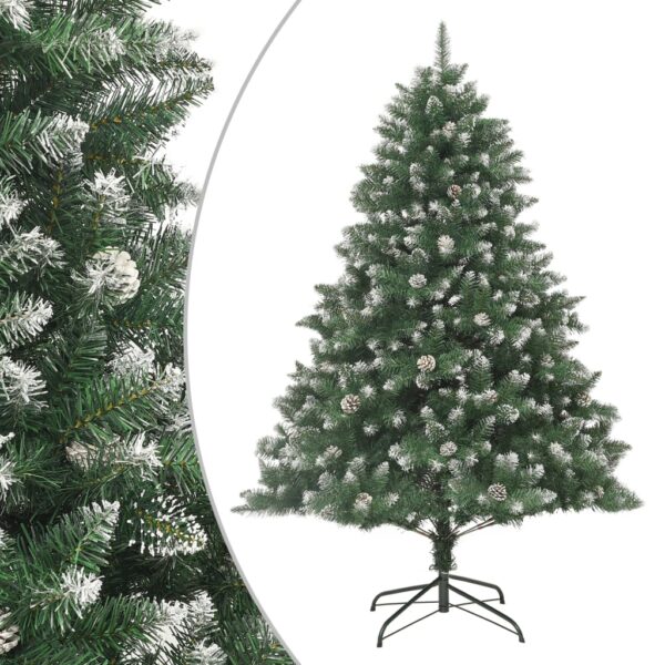 Artificial Green White Snow Flocked Christmas Tree with Stand PVC Holiday Decor