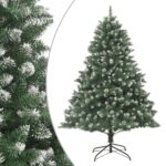 Green White Snow Flocked Artificial Christmas Tree with Stand PVC Holiday Decor