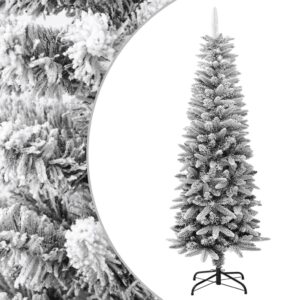 Artificial Slim Christmas Tree with Flocked Snow 150 cm PVC&PE