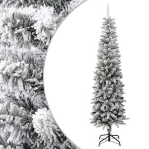 Artificial Slim Christmas Tree with Flocked Snow 240 cm PVC&PE