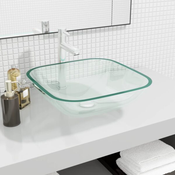 Stylish Transparent Glass Bathroom Sink Above Counter Wash Basin Easy Clean