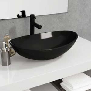 Stylish Black Tempered Glass Bathroom Basin Above Counter Wash Sink Easy Clean