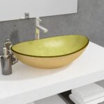 Elegant Gold Tempered Glass Bathroom Sink Above Counter Wash Basin Easy Clean