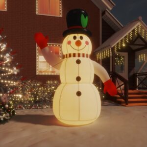 Christmas Inflatable Snowman LED Lights Outdoor Yard Decor Weather-Resistant