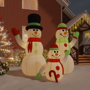 Christmas Inflatable Snowman Family LED Lights Outdoor Yard Decor Multicolor