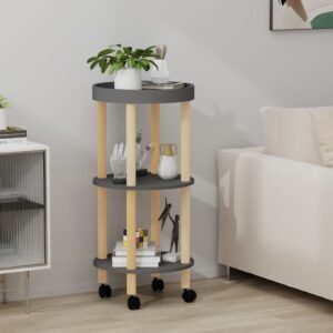 Scandinavian  Grey Three-Tier Storage Trolley with Lockable Wheels