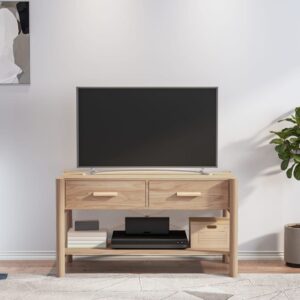 Chic Engineered Wood TV Stand Cabinet Storage Organizer with Solid Pine Legs