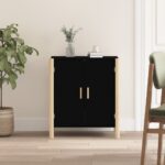 Elegant Black Sideboard Cabinet Engineered Wood Ample Storage Sturdy Legs