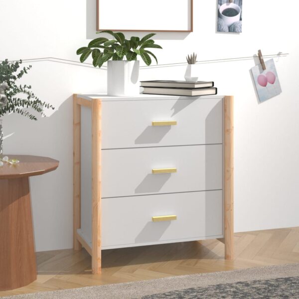 Chic White Sideboard Cabinet Engineered Wood Ample Storage Sturdy Wooden Legs