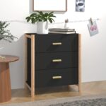 Elegant Black Sideboard Cabinet Engineered Wood Ample Storage Sturdy Legs