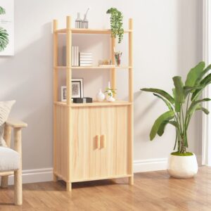 Classic Highboard Engineered Wood Storage Cabinet with Solid Pine Legs