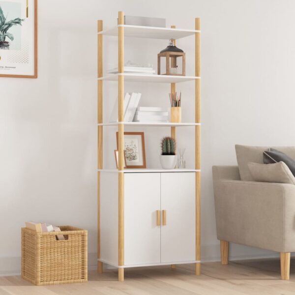 Chic White Highboard Elegant Engineered Wood Storage Cabinet with Solid Legs