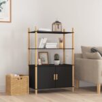 Classic Highboard Elegant Black Engineered Wood Spacious Storage Cabinet