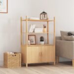 Classic Highboard Cabinet Engineered Wood Storage Organizer with Solid Legs