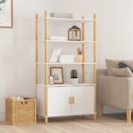 Classic White Highboard Elegant Engineered Wood Storage Cabinet with Solid Legs