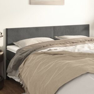 Velvet Upholstered Twin Headboards Dark Grey Adjustable Height Soft Luxurious