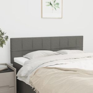 Set of Two Elegant Fabric Upholstered Headboards Dark Grey Adjustable Height